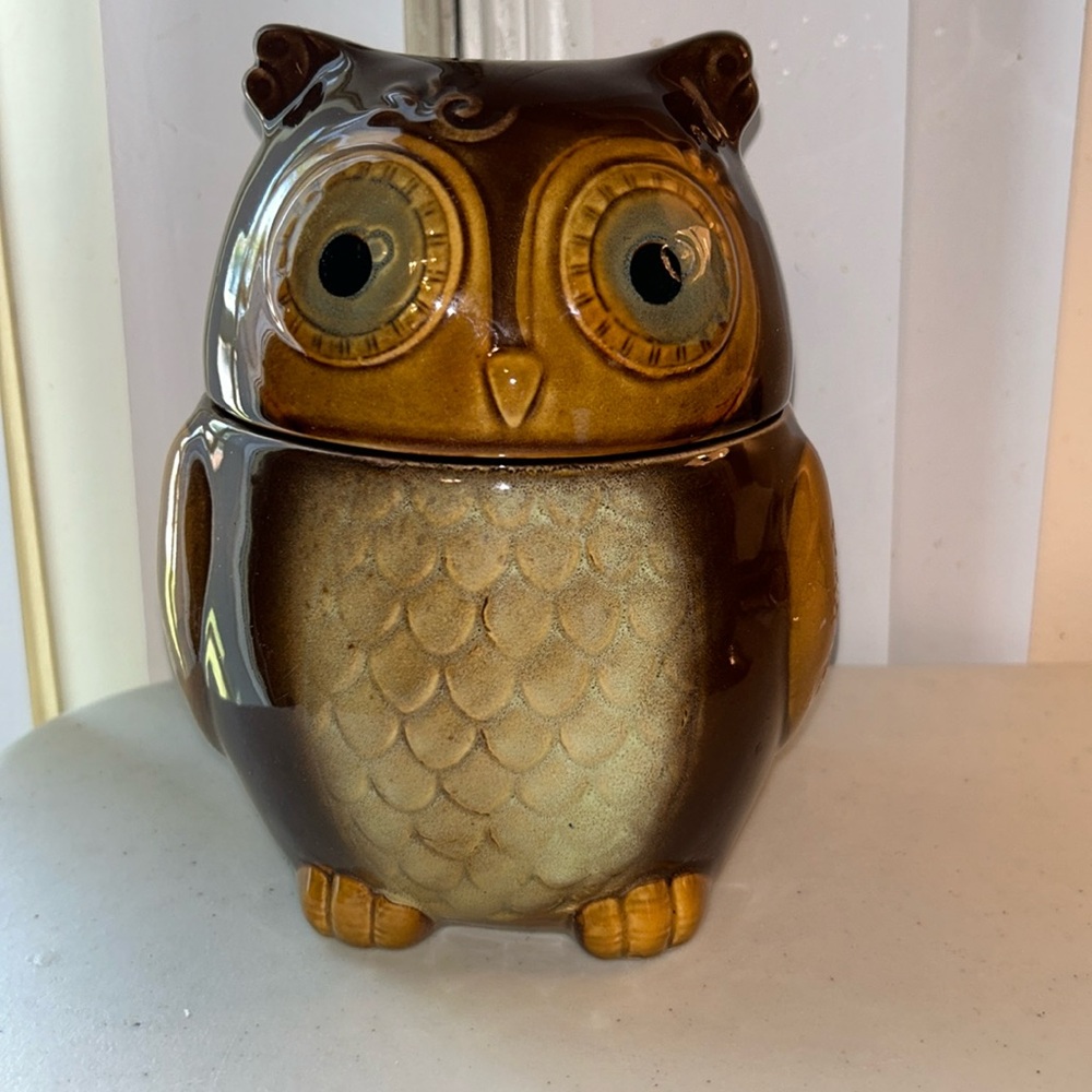 Gibson Brown and Gold Owl Cookie Jar